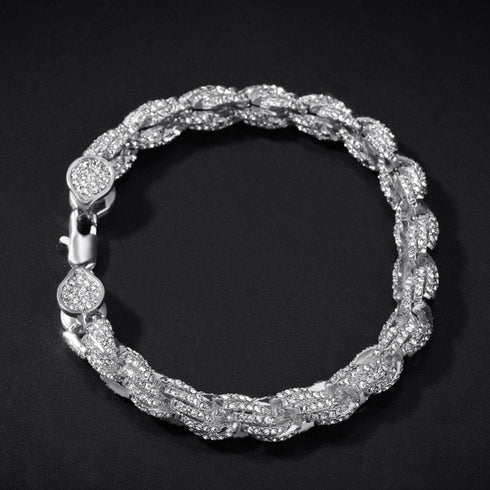 9mm Iced Out Thick Rope Chain and Bracelet Bundle