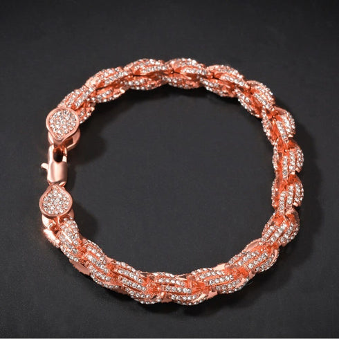 9mm Iced Out Thick Rope Chain and Bracelet Bundle