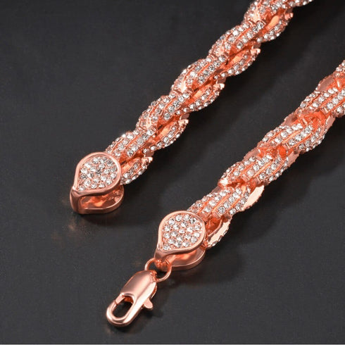 9mm Iced Out Thick Rope Chain and Bracelet Bundle