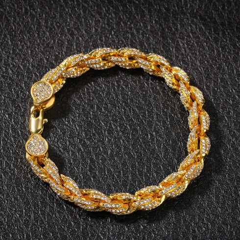 9mm Iced Out Thick Rope Chain and Bracelet Bundle
