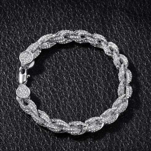 9mm Iced Out Thick Rope Chain and Bracelet Bundle