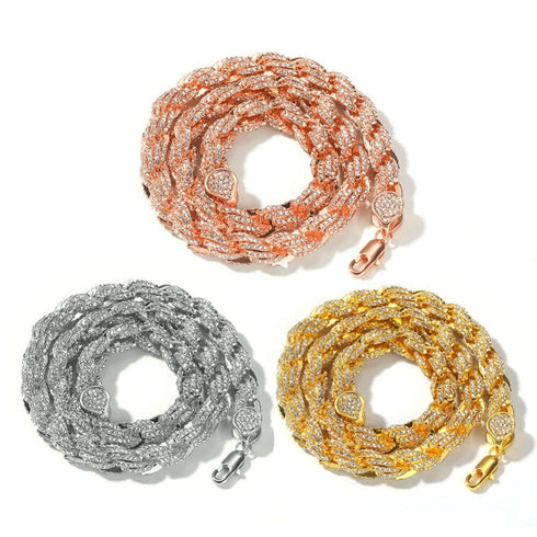 9mm Iced Out Thick Rope Chain and Bracelet Bundle
