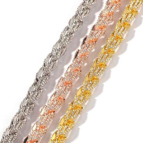 9mm Iced Out Thick Rope Chain and Bracelet Bundle
