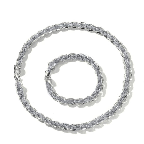 9mm Iced Out Thick Rope Chain and Bracelet Bundle