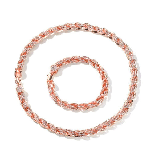 9mm Iced Out Thick Rope Chain and Bracelet Bundle