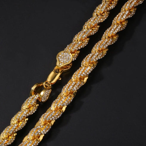 9mm Iced Out Thick Rope Chain and Bracelet Bundle