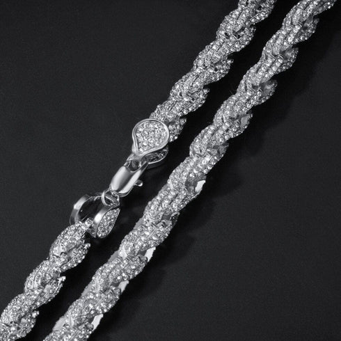 9mm Iced Out Thick Rope Chain and Bracelet Bundle