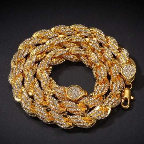 9mm Iced Out Thick Rope Chain and Bracelet Bundle