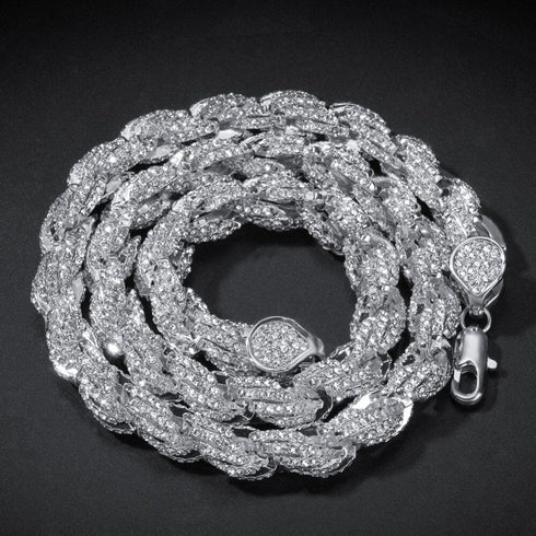 9mm Iced Out Thick Rope Chain and Bracelet Bundle