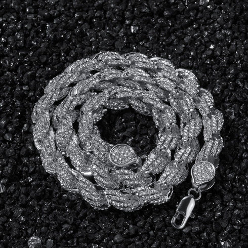 9mm Iced Out Thick Rope Chain and Bracelet Bundle