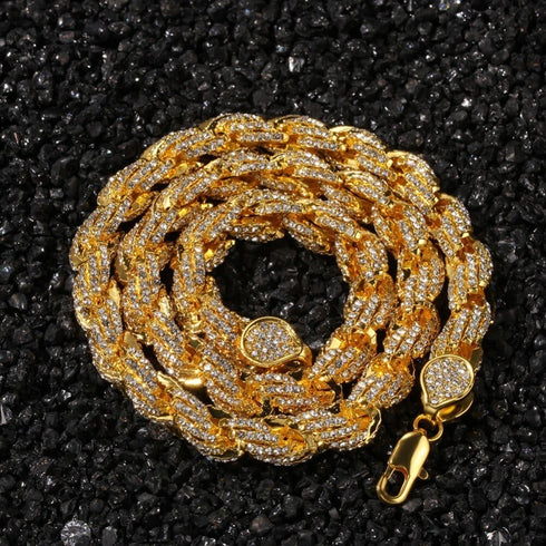 9mm Iced Out Thick Rope Chain and Bracelet Bundle