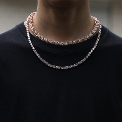 9mm Iced Out Thick Rope Chain and Bracelet Bundle