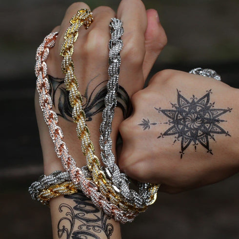 9mm Iced Out Thick Rope Chain and Bracelet Bundle
