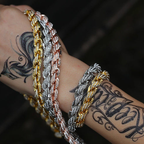 9mm Iced Out Thick Rope Chain and Bracelet Bundle