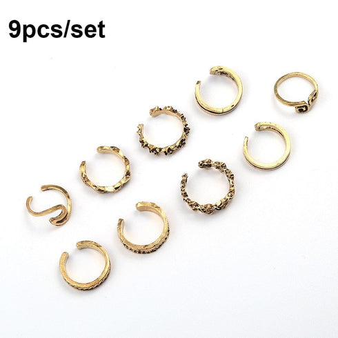 9pc Wave Patter Adjustable Toe Ring Set