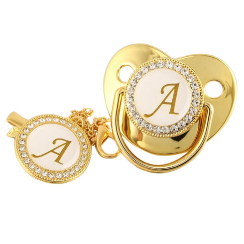 Custom Gold Bling Initial BPA Free Baby Pacifier