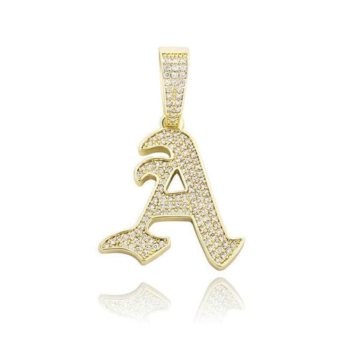 VVS Jewelry Old English Initial Pendant Necklace