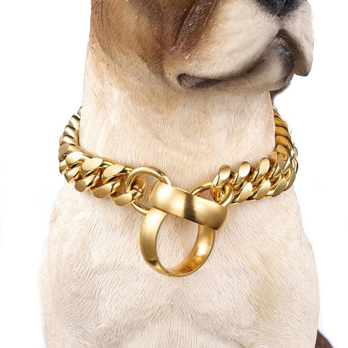 Adjustable Gold Cuban Link Dog Collar