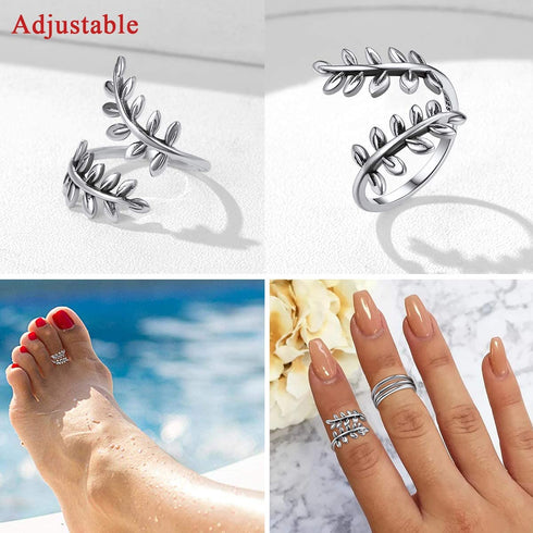 Adjustable Leaf 925 Sterling Silver Toe Ring