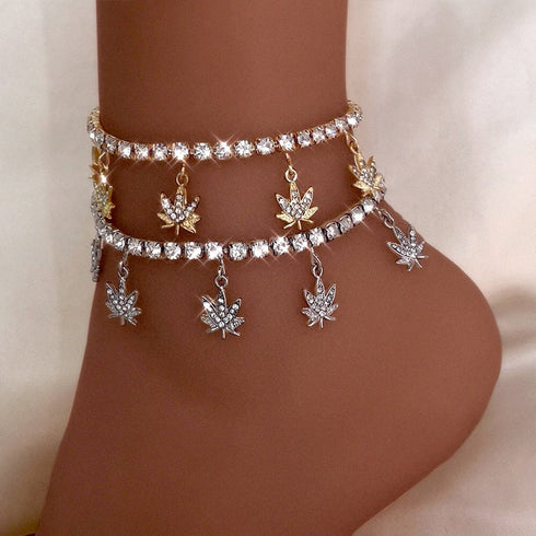 Adjustable Maple Leaf Tennis Anklet