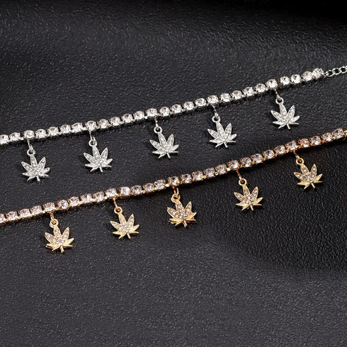 Adjustable Maple Leaf Tennis Anklet