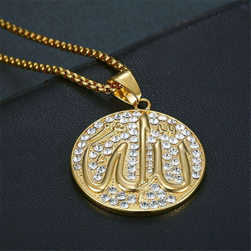 Allah Iced Gold Medal Pendant + Chain