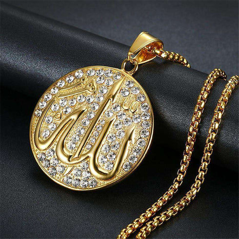 Allah Iced Gold Medal Pendant + Chain