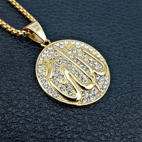 Allah Iced Gold Medal Pendant + Chain