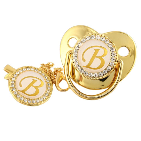 Custom Gold Bling Initial BPA Free Baby Pacifier