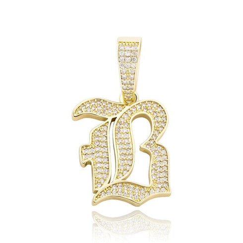 VVS Jewelry Old English Initial Pendant Necklace