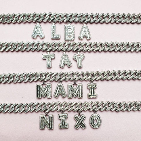Baguette Custom Letter Cuban Bracelet