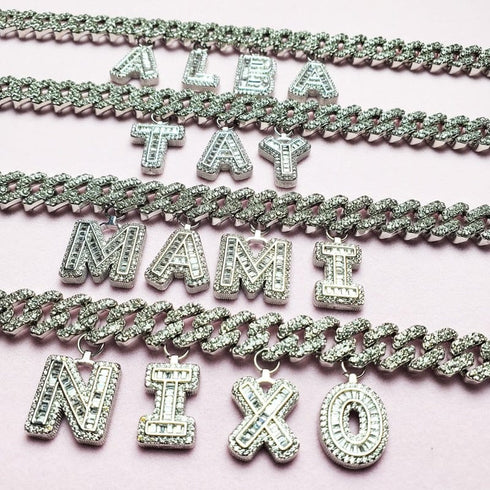 Baguette Custom Letter Cuban Bracelet
