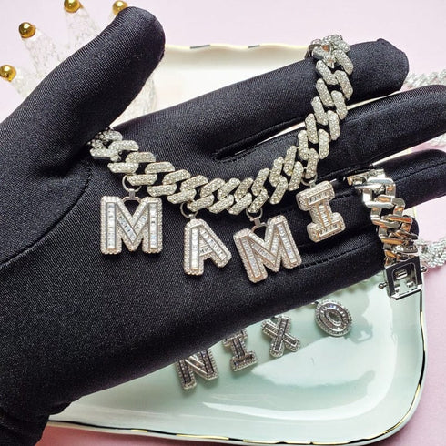 Baguette Custom Letter Cuban Bracelet