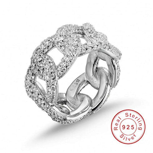 BAWS 925 Sterling Silver Cuban Link Ring