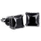 Black 925 Sterling Silver CZ Diamond Stud Men's Earrings