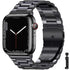Black/Silver Metal Apple Watch Band with Folding Buckle