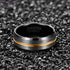 Black Brushed Silver 8MM Gold Tungsten Carbide Ring