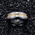 Black Brushed Silver 8MM Gold Tungsten Carbide Ring