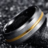 Black Brushed Silver 8MM Gold Tungsten Carbide Ring
