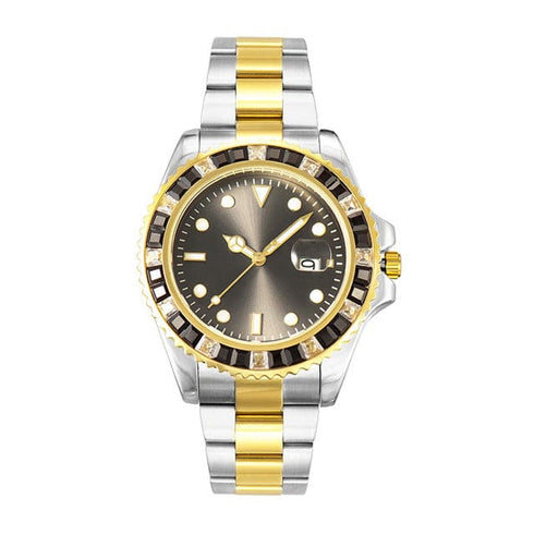 VVS Jewelry Rollie Style Iced Gem Dial Two-Tone Watch