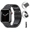 Black/Silver Metal Apple Watch Band with Folding Buckle