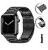 Black/Silver Metal Apple Watch Band with Folding Buckle