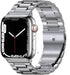 Black/Silver Metal Apple Watch Band with Folding Buckle