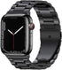 Black/Silver Metal Apple Watch Band with Folding Buckle