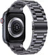 Black/Silver Metal Apple Watch Band with Folding Buckle