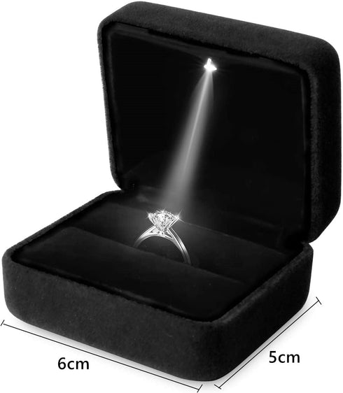 Black LED Jewelry Ring Box