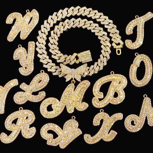 Bling Butterfly Letter Cuban Link Chain