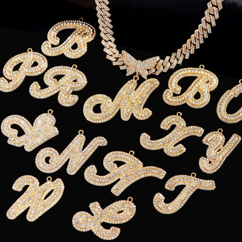 Bling Butterfly Letter Cuban Link Chain