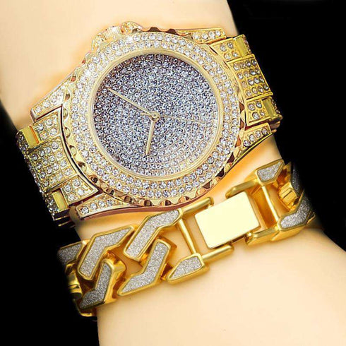 Bling Geometric Bracelet + Watch Set