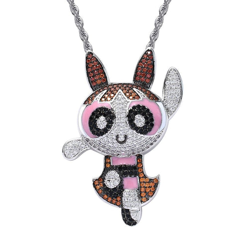 VVS Jewelry Fully Blinged Power Puff Girls Pendant Chain
